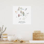 水の色イタリア宛先ウェディングウェルカム ポスター (キッチン)