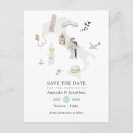 水の色イタリア宛先ウェディング日付を保存 案内ポストカード