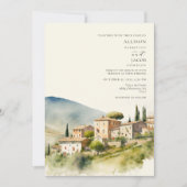 水の色イタリア宛先ウェディング 招待状 (正面)