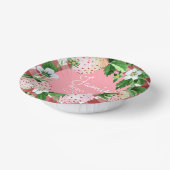 水の色イチゴ第1誕生日の格子状 ペーパーボウル (傾斜あり)