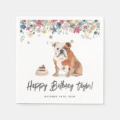 水の色イングリッシュブルドッグ誕生日ありがとう スタンダードカクテルナプキン (正面)