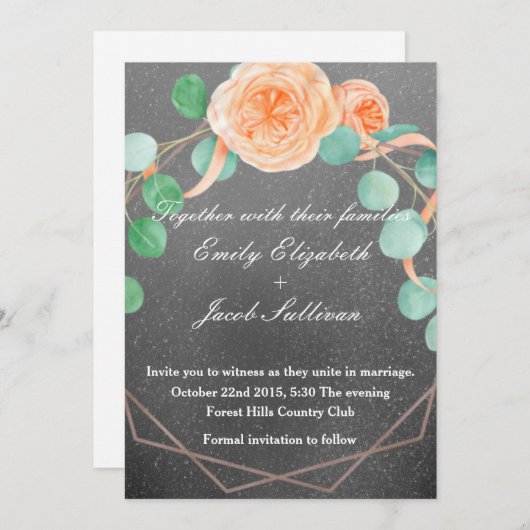 水の色インスパイアの結婚金のデイジー-ティール（緑がかった色）サ セーブザデート (正面/裏面)