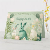 水の色イースターイラストレーションカード カード (黄色い花)