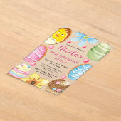 水の色イースタークッキー第5誕生日 アクリル招待状 (レイダウン)