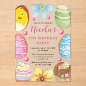 水の色イースタークッキー第5誕生日 アクリル招待状 (正面)