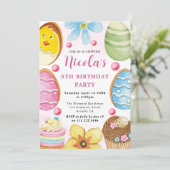 水の色イースタークッキー第5誕生日 招待状 (スタンド正面)