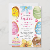 水の色イースタークッキー飾のパーティー 招待状 (正面)