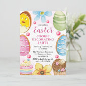 水の色イースタークッキー飾のパーティー 招待状 (スタンド正面)