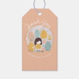水の色イースターサンキュー誕生日女の子 ギフトタグ