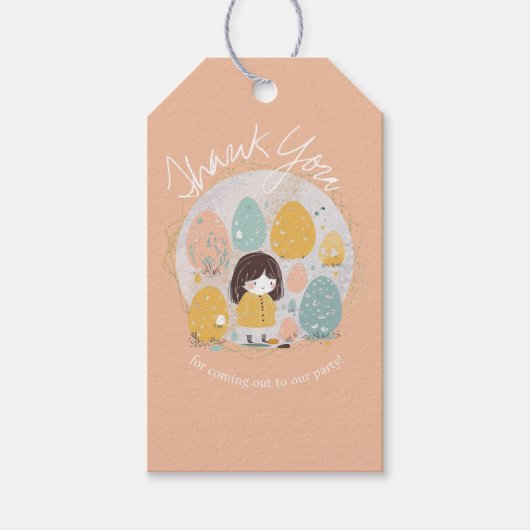 水の色イースターサンキュー誕生日女の子 ギフトタグ (正面)