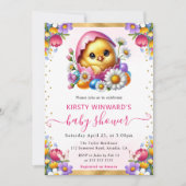 水の色イースターシック春の花ベビーシャワー 招待状 (正面)