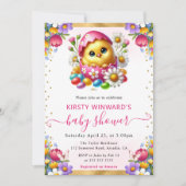 水の色イースターシック春の花ベビーシャワー 招待状 (正面)