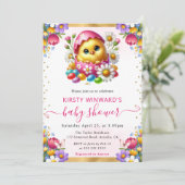 水の色イースターシック春の花ベビーシャワー 招待状 (スタンド正面)