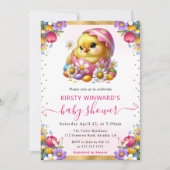 水の色イースターシック春の花ベビーシャワー 招待状 (正面)