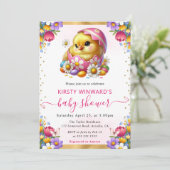 水の色イースターシック春の花ベビーシャワー 招待状 (スタンド正面)