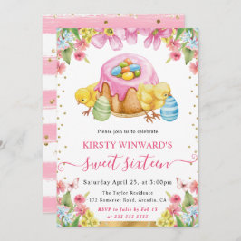 水の色イースターチックスとケーキ春甘い16 招待状