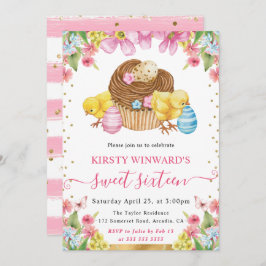 水の色イースターチックスとケーキ春甘い16 招待状