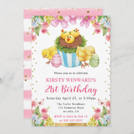 水の色イースターチックス春21st誕生日 招待状