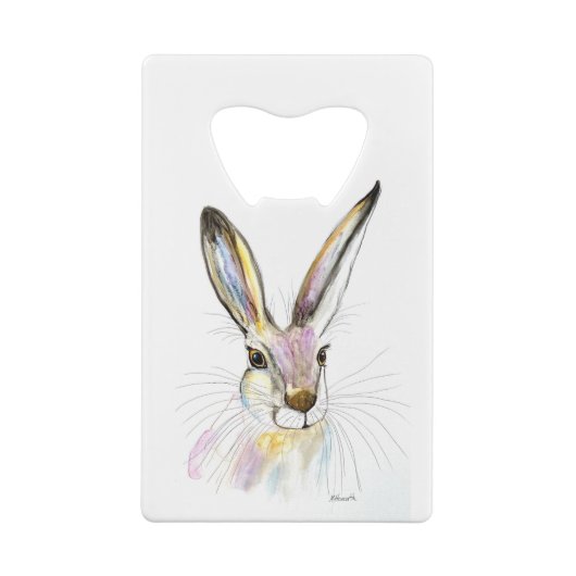 水の色イースターハレうさぎ動物素朴かわいい クレジットカード栓抜き (裏面)