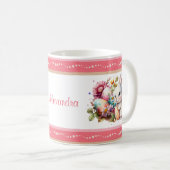 水の色イースターバニストライプのー縁ど コーヒーマグカップ (正面右)