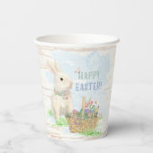 水の色イースターバニーエッグバスケット素朴ウッド 紙コップ (裏面)