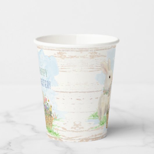 水の色イースターバニーエッグバスケット素朴ウッド 紙コップ (左)