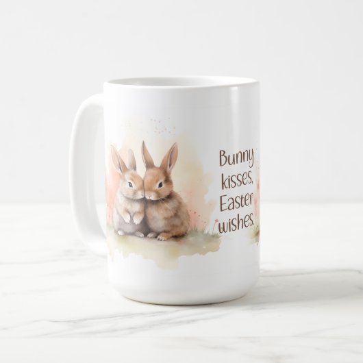 水の色イースターバニーキスセラミックマグ コーヒーマグカップ (正面左)
