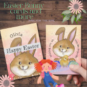 水の色イースターバニーキッズピンク シーズンカード