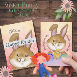 水の色イースターバニーキッズピンク シーズンカード