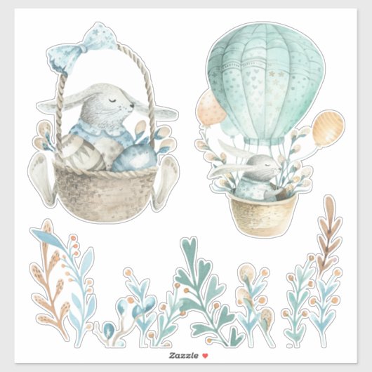 水の色イースターバニーズバスケット白ま澄んたは シール (シート)