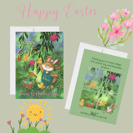 水の色イースターバニーチキンカスタムメッセージ シーズンカード
