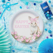 水の色イースターバニーチューリップ ペーパープレート (パーティー)