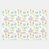 水の色イースターバニーチューリップ ラッピングペーパーシート (正面2)