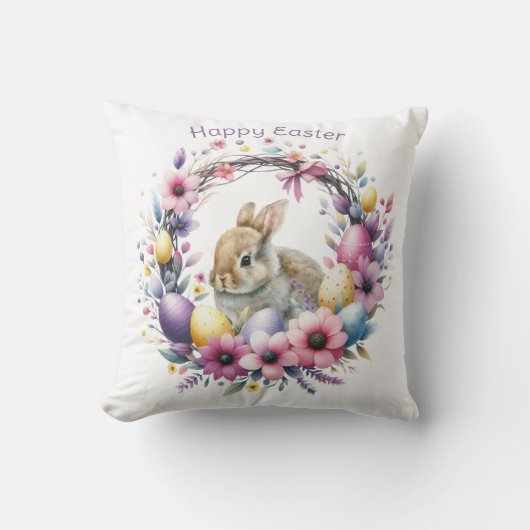水の色イースターバニーパーソナライズされた クッション (正面)