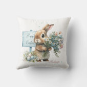 水の色イースターバニーパーソナライズされた クッション (裏面)