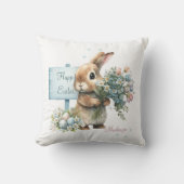 水の色イースターバニーパーソナライズされた クッション (正面)