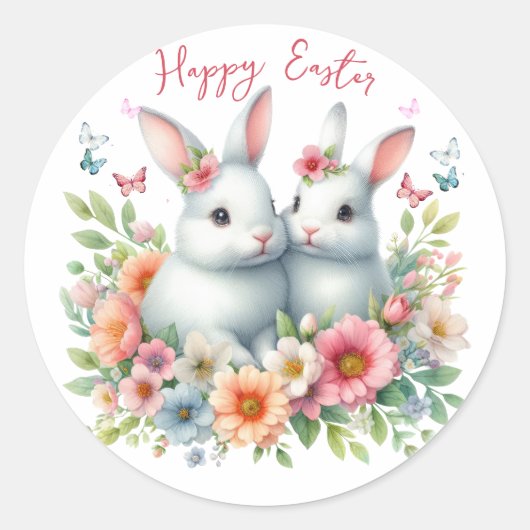 水の色イースターバニーパーソナライズされた ラウンドシール (正面)