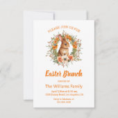水の色イースターバニーフローラオレンジのブランチ 招待状 (正面)