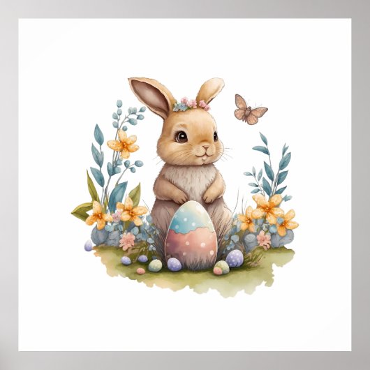 水の色イースターバニーポスター ポスター (正面)