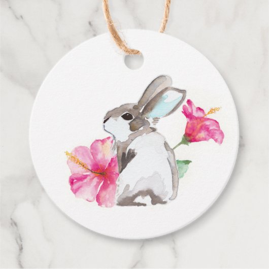 水の色イースターバニーメッセージカード フェイバータグ (正面)