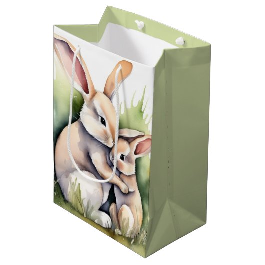 水の色イースターバニーラブ ミディアムペーパーバッグ (正面アングル)