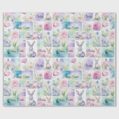 水の色イースターバニー名前かわいい ラッピングペーパー (フラット)