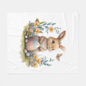 水の色イースターバニー柔らかい毛布 フリースブランケット (正面(横))