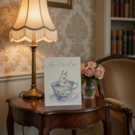 水の色イースターバニーinティーカップ ポストカード