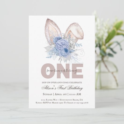 水の色イースターファースト誕生日 招待状 (スタンド正面)