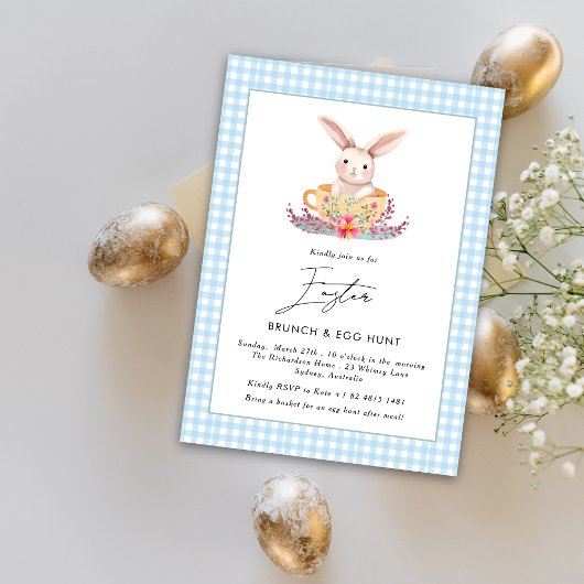 水の色イースターブランチフローラバニージンガム 招待状