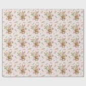 水の色イースターラビットニンジン&フローラデザイン ラッピングペーパー (フラット)