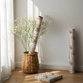 水の色イースターラビットニンジン&フローラデザイン ラッピングペーパー