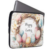 水の色イースターリースと卵と花 ラップトップスリーブ (正面右)