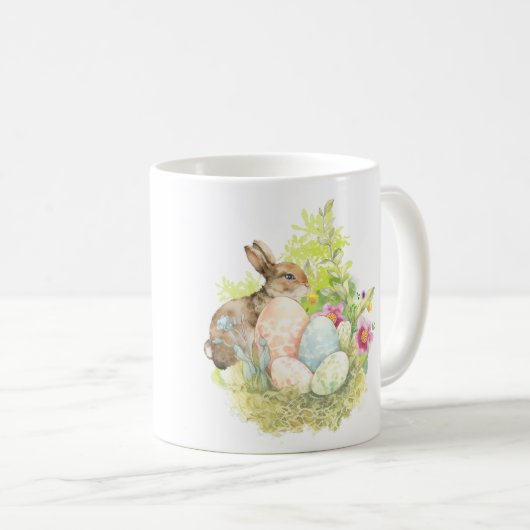 水の色イースター卵とバニー コーヒーマグカップ (正面右)